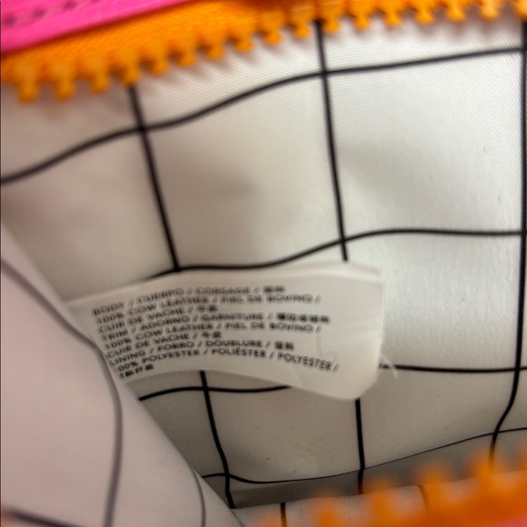 KATE SPADE SATURDAY Pink/Orange Leather Zip Bag Snap Phone Pouch Wristlet Purse - Picture 9 of 10